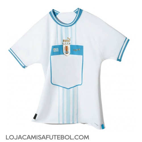 Camisa de Futebol Uruguai Equipamento Secundário Mundo 2022 Manga Curta